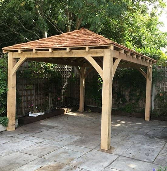 4.0 x 4.0 English Green Oak Framed Gazebo  4 x 150 x 150mm Posts