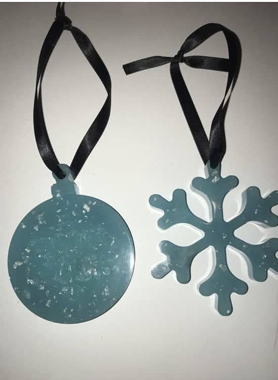 Handmade resin glow in the dark two baubles
