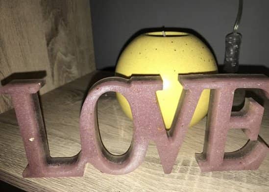 Handmade resin ‘love’ sign