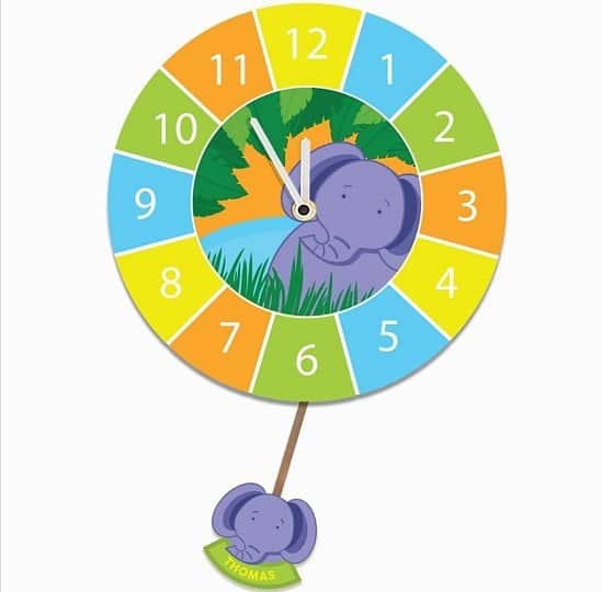 Customised Child Bedroom Elephant Clock. Silent Tick