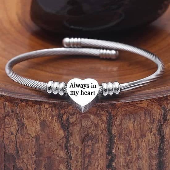 Great Gift || 35 OFF Stainless Steel Always in My Heart Bracelet || FREE UK Shipping