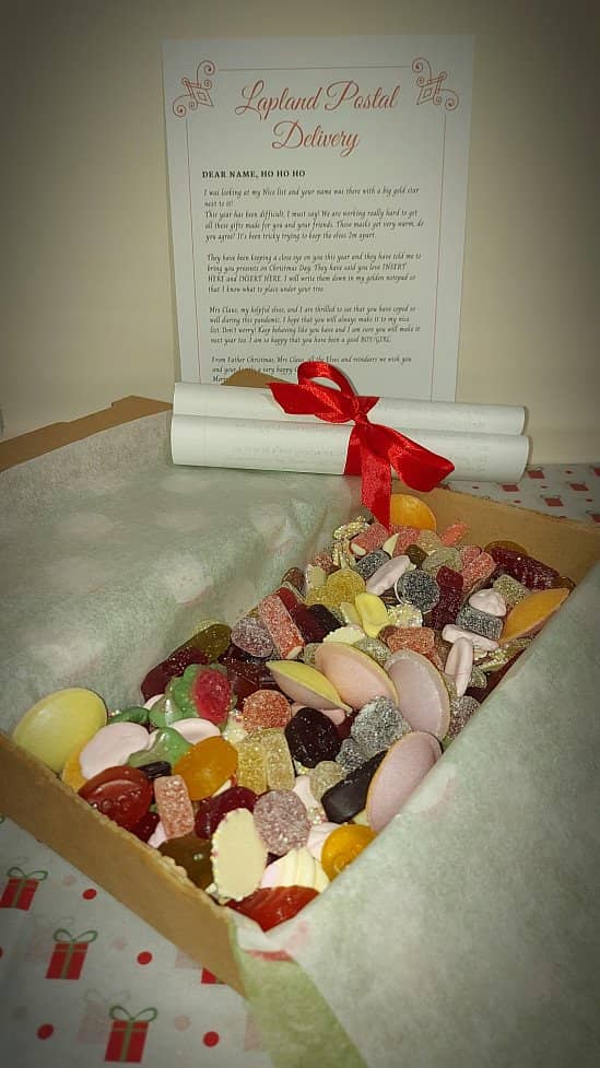 Sweet boxes with letter to santa