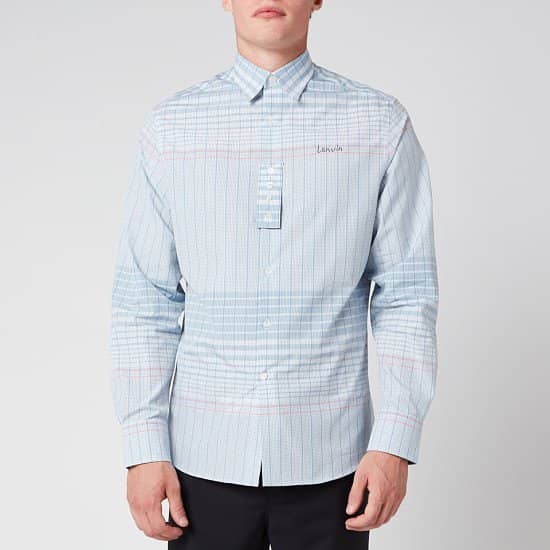 SALE - Lanvin Men's Adjustable Cuff Check Shirt - Blue/Pink!