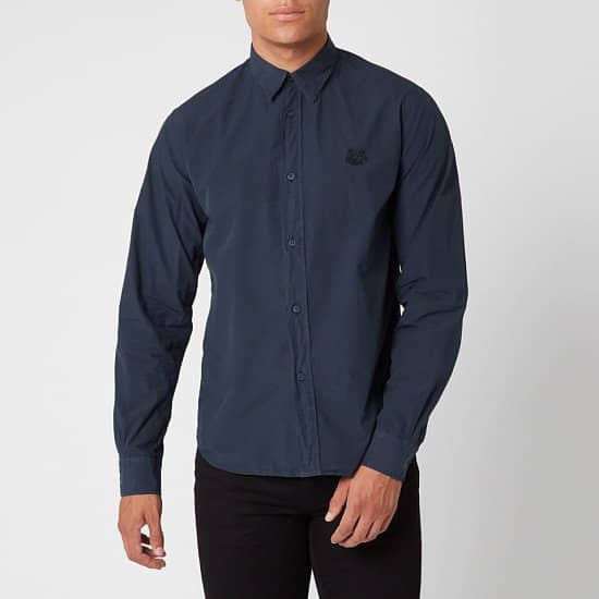 SALE - KENZO Men's Tiger Crest Poplin Shirt - Navy Blue!