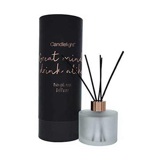 150Ml Reed Diffuser In Round Tube 'Great Minds Drink Alike' - Midnight Rose Scent