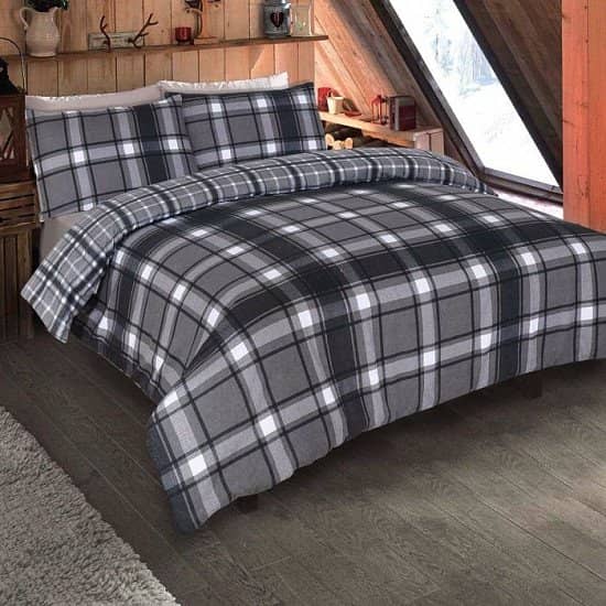 DREAMSCENE ASPEN BRUSHED COTTON DUVET COVER SET - GREY