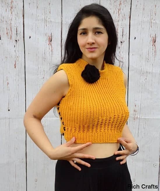 Hand knitted crop top