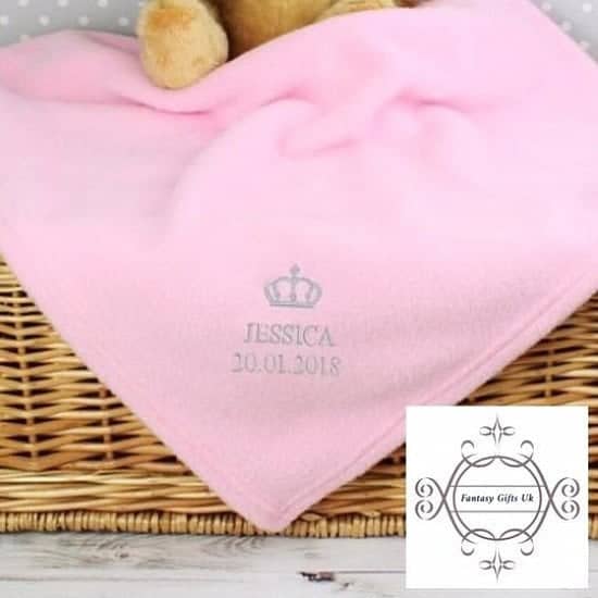 Personalised Pink Crown Baby Blanket