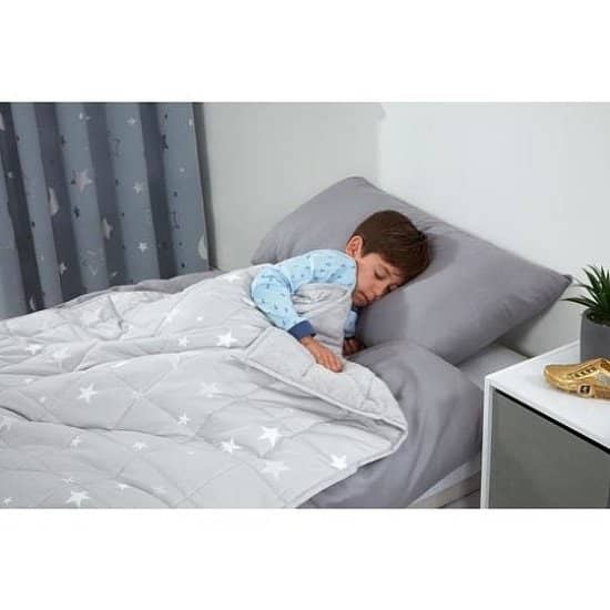 Kids Star Teddy Fleece Weighted Blanket - Silver Grey