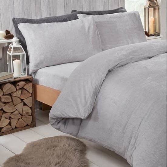 Teddy Duvet Cover Set - Silver Grey