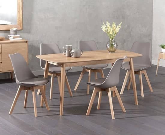 SAVE on the Newark 150cm Oak Dining Table with Demi Faux Leather Chairs!