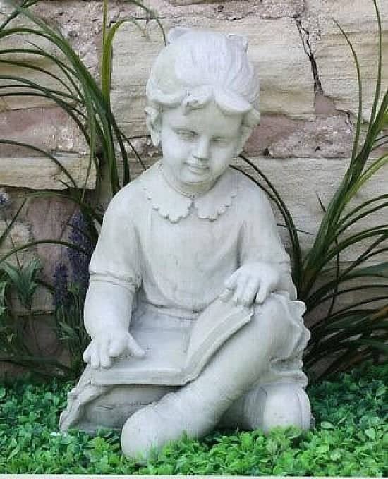 Large Grey Stone Effect Girl Reading Statue Garden Lawn Ornament