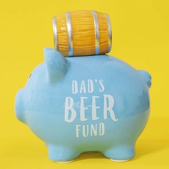 PENNIES & DREAMS CERAMIC PIGGY BANK - DAD'S BEER FUND