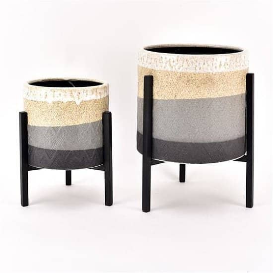 HESTIA® SET OF 2 CONTEMPORARY CERAMIC PLANTERS