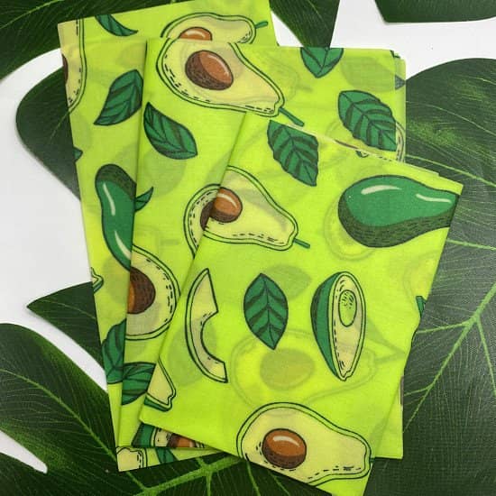 3P/cs Avocado Print Beeswax Reusable Food Wraps