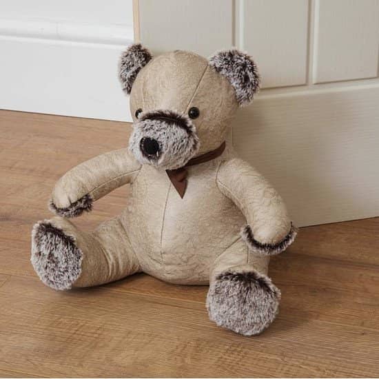 HESTIA® FAUX LEATHER DOOR STOP - BEIGE BEAR