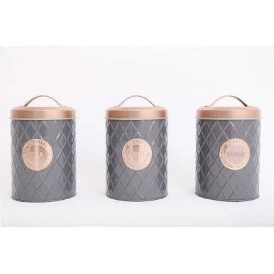 Grey and Copper Kitchen Canisters