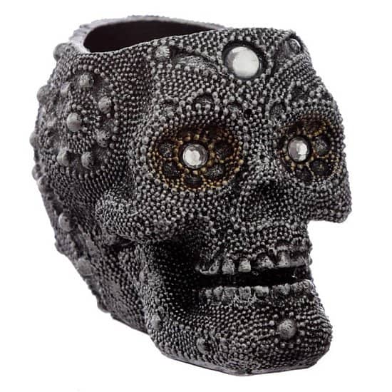 BEADED SKULL TEA LIGHT CANDLE HOLDER