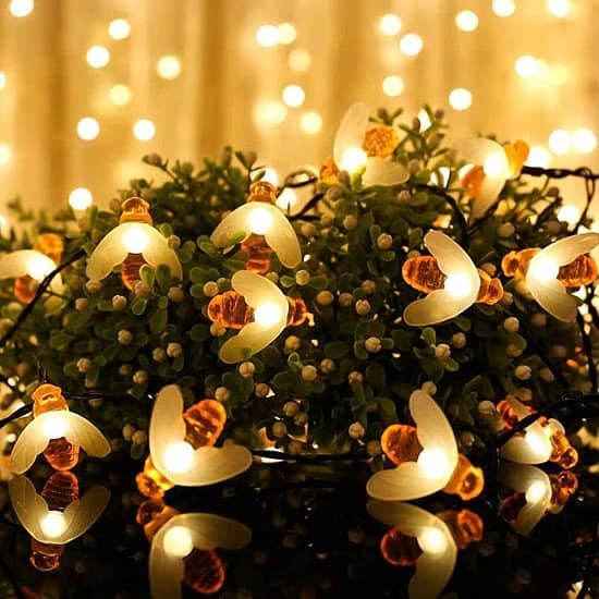 LED Solar Garden Lights 8 Mode Waterproof Outdoor Honey Bee Fairy String Lights