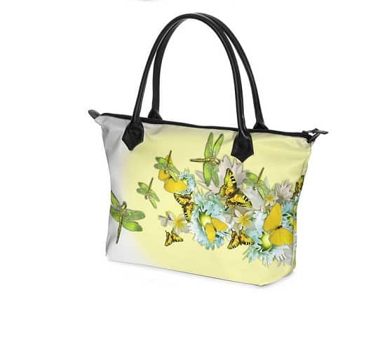 NEW! Unique Zip Top Handbag in yellow..