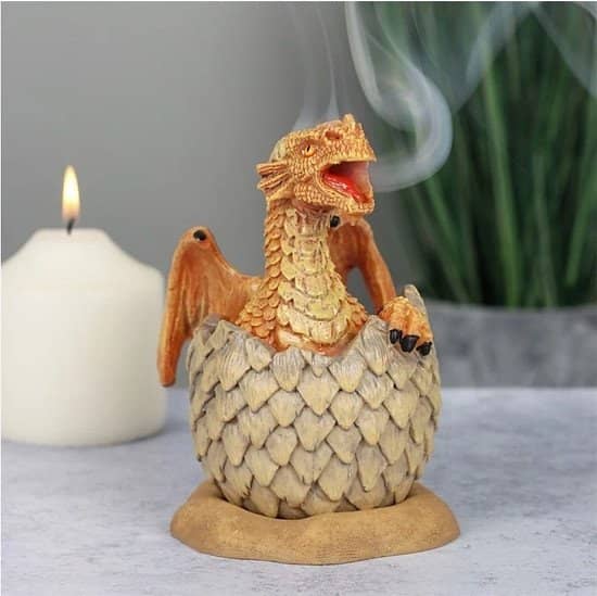 YELLOW HATCHING DRAGON INCENSE CONE BURNER