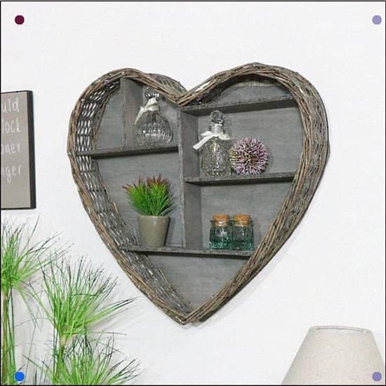 Wicker Heart Shelf Unit 52cm