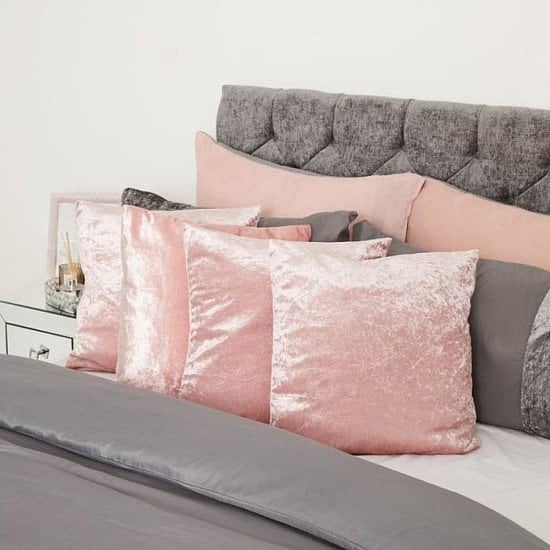 SIENNA CRUSHED VELVET SET OF 4 CUSHION COVERS - BLUSH