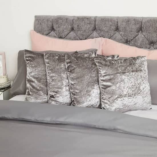 SIENNA CRUSHED VELVET SET OF 4 CUSHION COVERS - SILVER