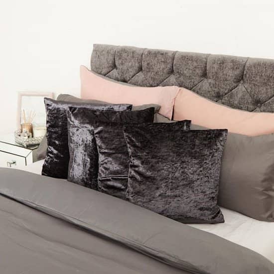 SIENNA CRUSHED VELVET SET OF 4 CUSHION COVERS - CHARCOAL