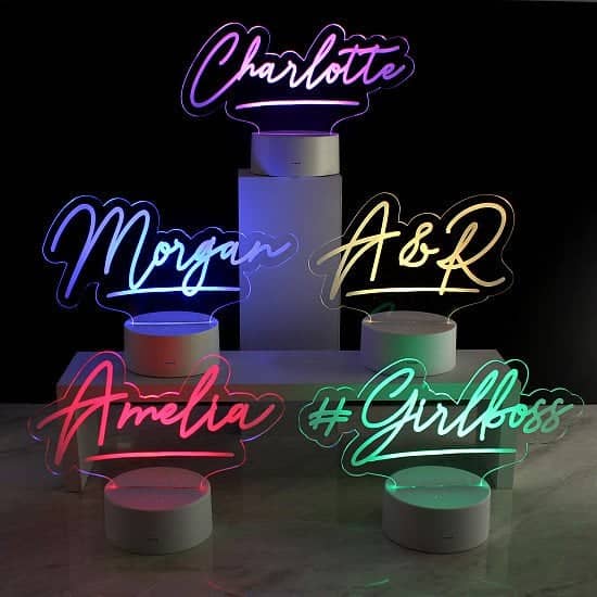 Personalised Free Text LED Colour Changing Desk Night Light