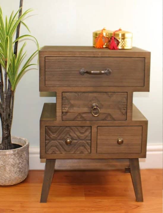 ♡♡ ONLY 2 LEFT ♡♡ 4 Drawer Dark Wood Kasbah Drawer Unit