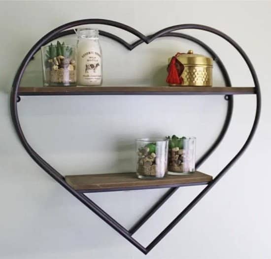£29.99 FREE DELIVERY Heart Shaped Metal & Wood Shelf Unit