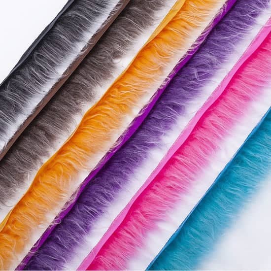 Neotrims Fake Faux Two-Tone Fur Woolly Fringe Trimming Satin Ribbon; By the Yard