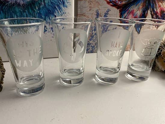 Shot glasses Hand Etched - Mandalorian x4