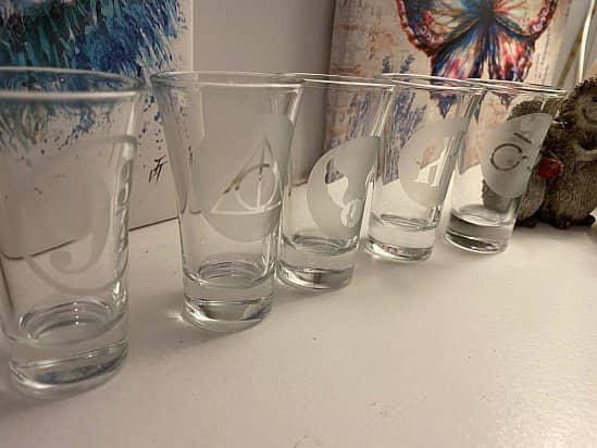 Hand Etched Shot Glasses - Harry Potter x5 glasses