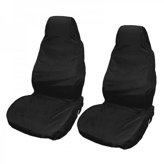 2pcs Reusable Waterproof Nylon Auto Car Van Vehicle Seat Chair Cover Protector - Black