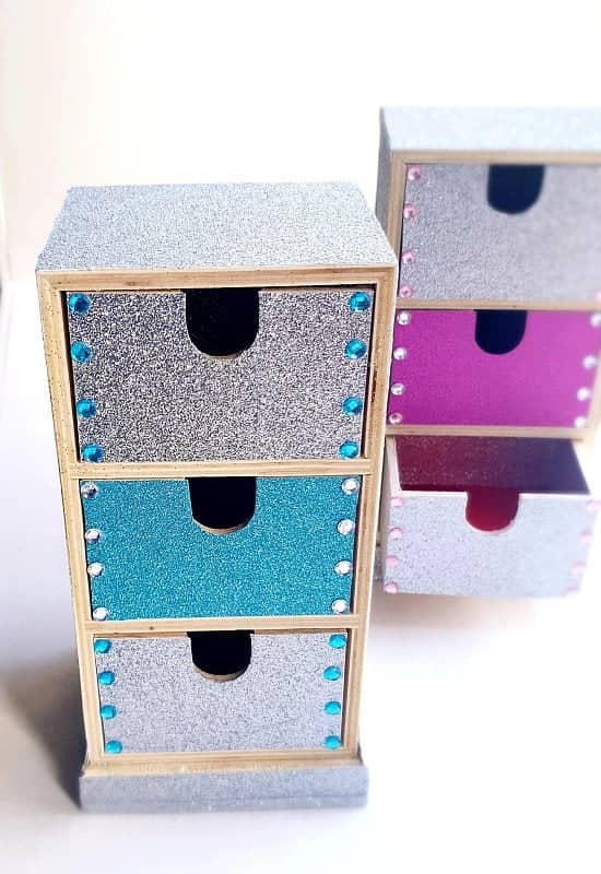 Handmade multipurpose 3 drawer set BLUE | Jewellery storage