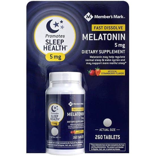 Member's Mark Fast Dissolve Sleep Aid, Melatonin 5 mg, 260 Tablets - Strawberry