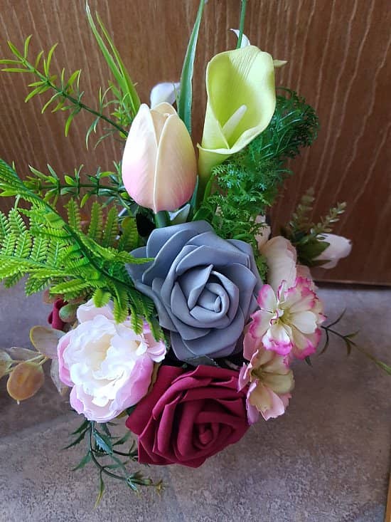 Silk flower arrangement upcycled hand made