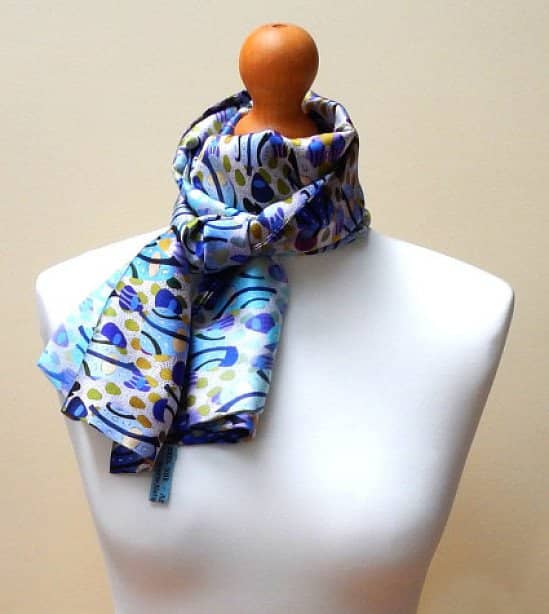 Pure Silk Scarf - Lilac & Sky