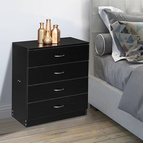 MDF Wood Simple 4-Drawer Dresser Black