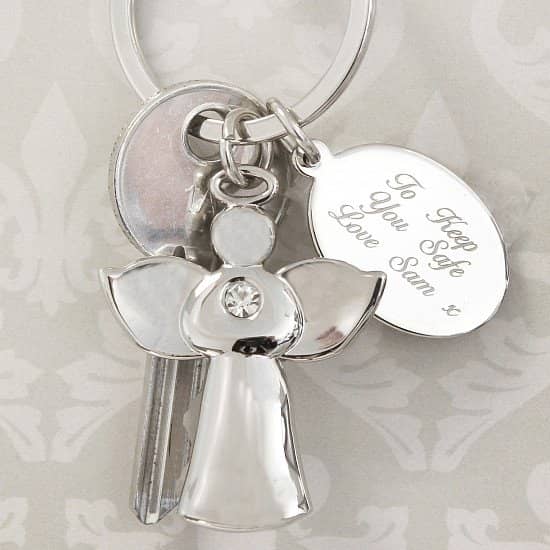 Personalised Silver Plated Angel Keyring