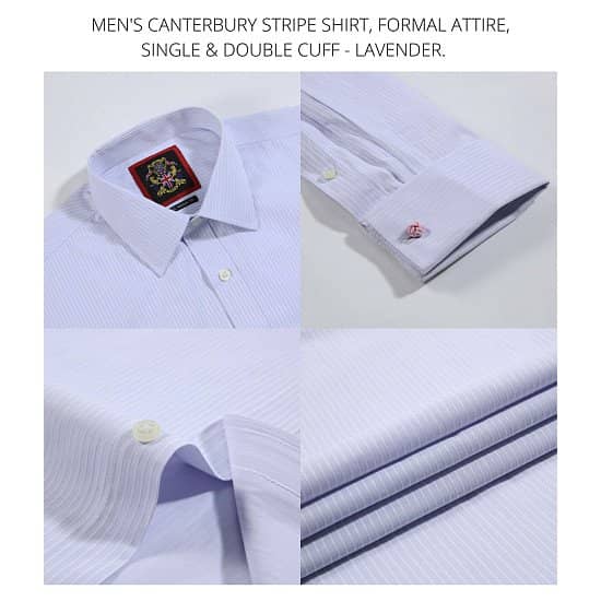 Men’s Shirts, Formal Attire. The Lavender Canterbury Striped, Long Sleeve
