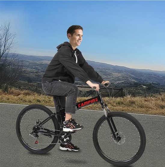 26-Inch 21-Speed Folding Mountain Bike Black