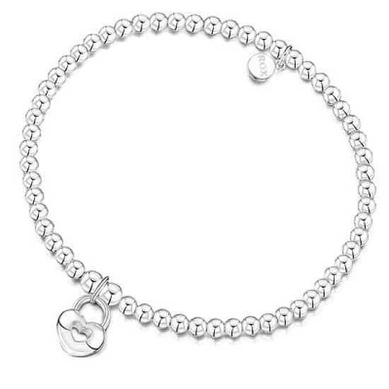 ROX Silver Heart Padlock Bracelet - £49
