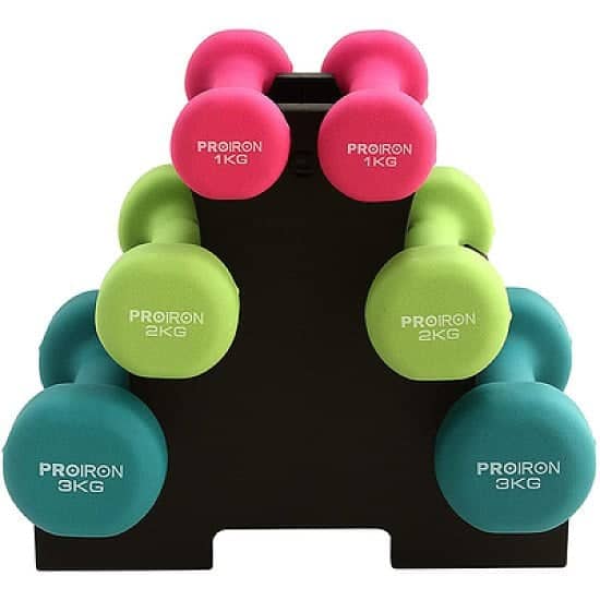 NEOPRENE DUMBBELL SET - 2X 1KG 2X 2KG + 2X 3KG ****** SPECIAL OFFER******