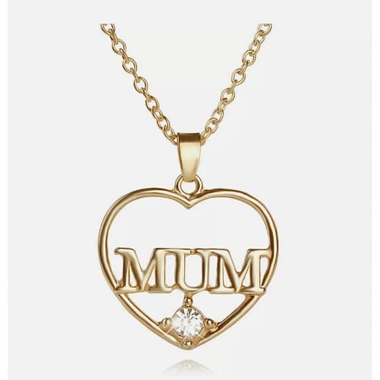 MUM NECKLACE LOVE HEART PENDANTS GOLD