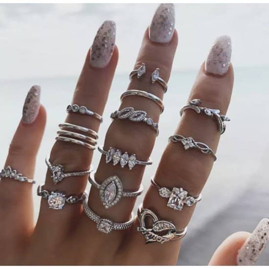 15PCS/SET WOMEN MIDI FINGER RING SET