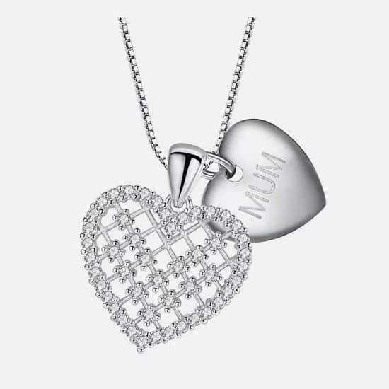 SILVER HEART MUM NECKLACE DAZZLING HEART CHAIN NECKLACE
