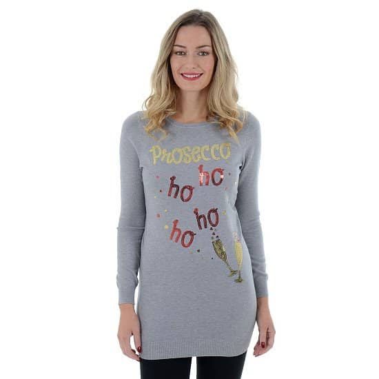 £9 Ladies Grey Prosecco Christmas Jumper